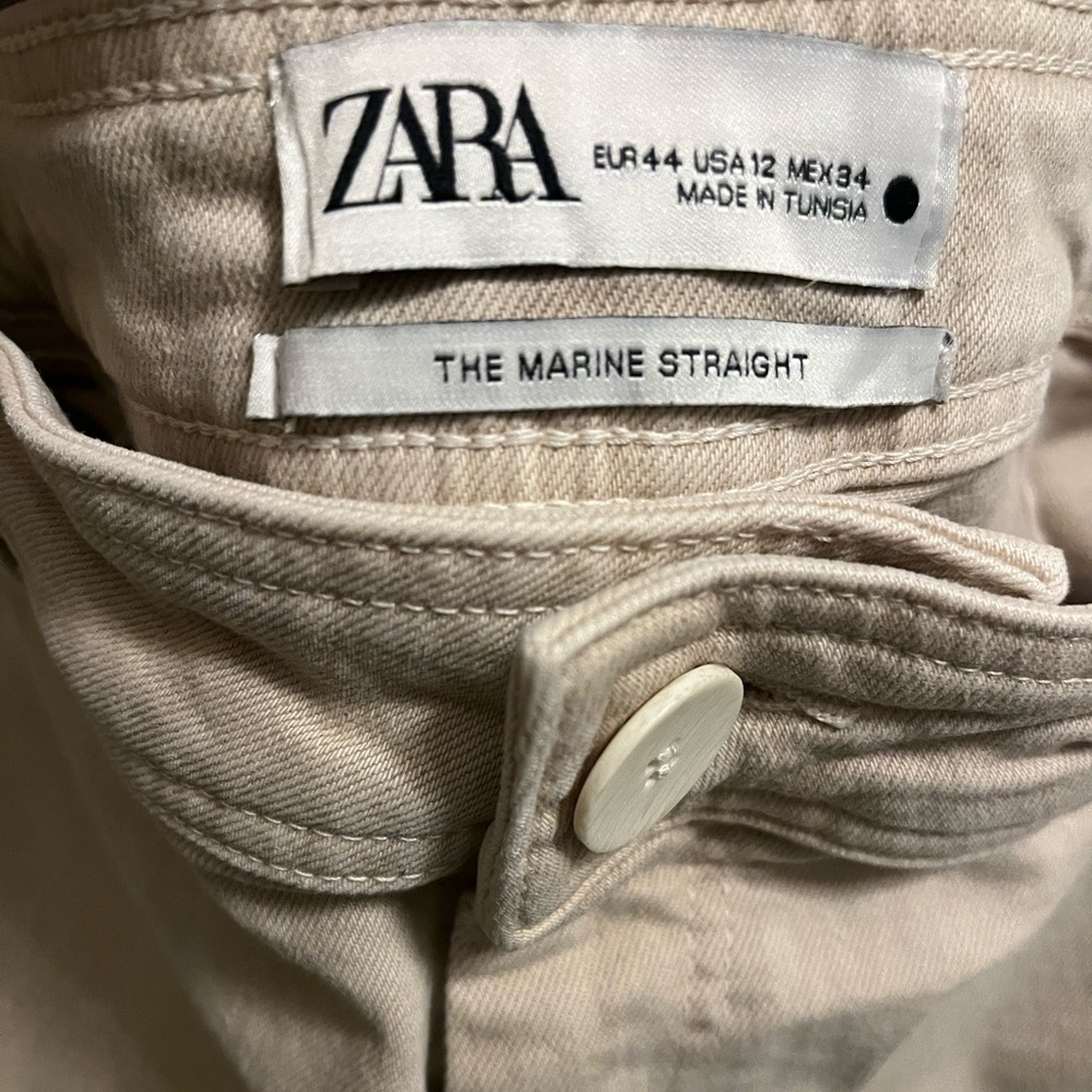 ZARA Marine Straight Beige/Cream Wide-Leg Pants - Picture 5 of 5
